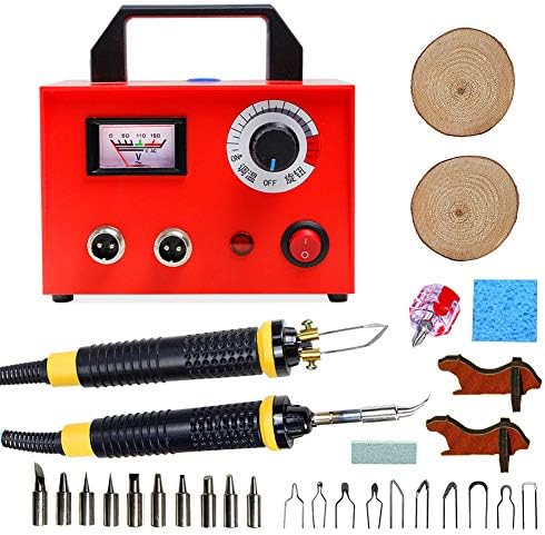 Tekchic Wood Burning Kit, 110V 100W Two Pyrography Pens Professional Woodburners with 20 Assorted Tips and Temperature Control - Red