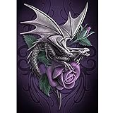 Handmade Counted Cross Stitch Kits Dragon and Rose Embroidery Pattern DMC Cotton Thread Home Room Decor (Dragon and Rose)