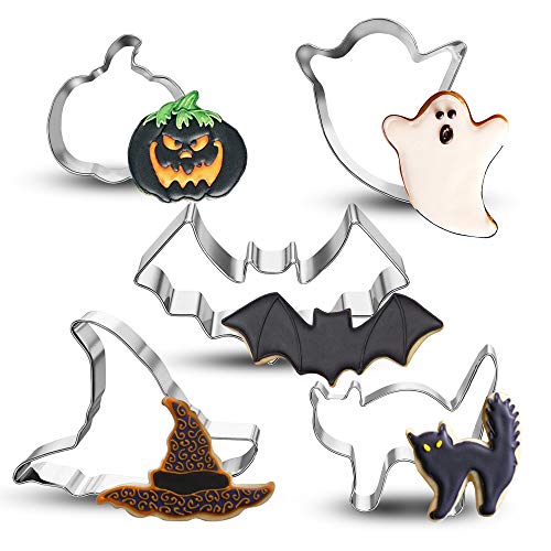 image for Bonropin Halloween Cookie Cutter Set - 5 Piece Stainless Steel Cutters