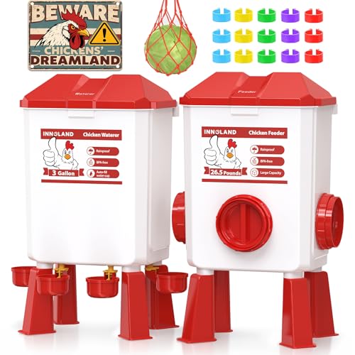 INNOLAND Futterautomat Hühner und Hühnertränke – 12 kg/11 L