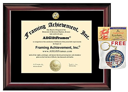 Certificate Frame - Premium Glossy Traditional Mahogany University Diploma Frame - Choice of College Major Gold Seal Insignia - Single Black Mat - College Degree Frame