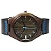 Topwell Walnut Wood Case Men' Watches Blue Second Hand with Black Genuine Leather Band Wristwatches