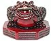 Fortune Coin Red Three Legged Money Toad/ Frog /Chan Chu on BaGua - Feng Shui Chinese Charm of Prosperity Decoration Gift US Seller (Idea for Office Desk, Computer, Book/TV Shelf, and Cashier Registration Area Display)
