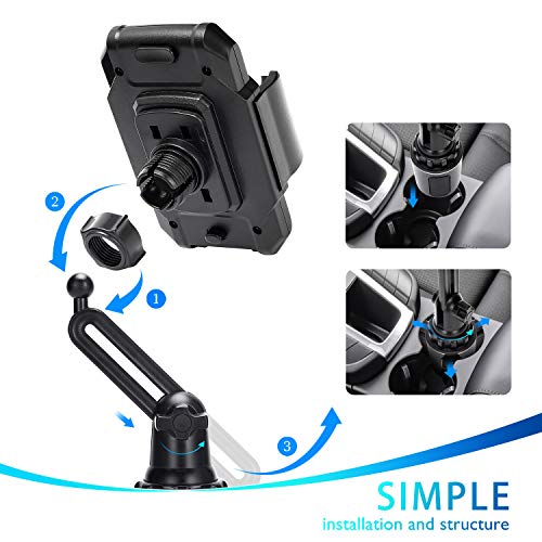 image for LEXSO Car Cup Holder Phone Mount,Cup Holder Cradle Car Mount for Cell 