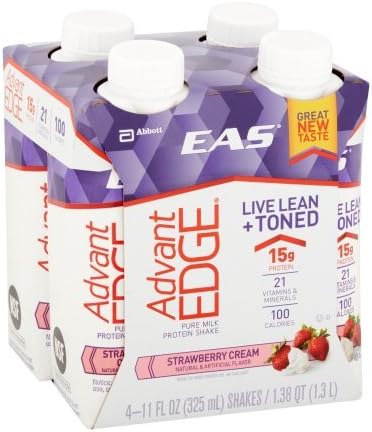 EAS AdvantEDGE Carb Control Ready-to-Drink Shake, Strawberry Cream, 11 fl oz (Pack of 4)