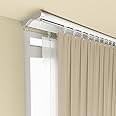 6'/8'/10'/12'/15' Silent Double Curtain Track Ceiling Mount, Wide 4" White Aluminum track Curtains Rail Set, Bedroom/Window/Hotel Drop Ceiling Curtains Tracks, Load 220LBS