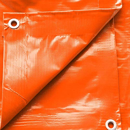 8-Foot by 10-Foot Multi-Purpose 100% Waterproof Orange Heavy Duty PVC Vinyl Tarp Cover 12 Mil Thickness for Inflatables, Tents, and Weather Protection - Thumbnail 4