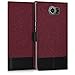 kwmobile Wallet Case Compatible with BlackBerry Priv - Fabric Faux Leather Cover with Card Slots, Stand - Dark Red/Black
