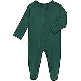 Aablexema Baby Footie Pajamas Zipper - Rayon from Bamboo Infant Footed Pjs with Mittens Sleepwear Jammies