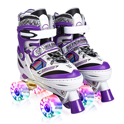 Lowest Prices! Kuxuan Doodle Design Roller Skates Adjustable for Kids,with All Wheels Light up,Fun I...