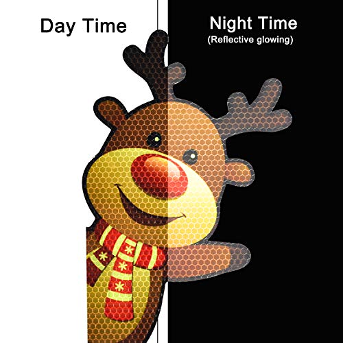 Bright Reflective Merry Christmas car Magnet Decorations Set,Jumbo Waving Reindeer Car Magnet Reflective Decal for Car Fridge Garage Mailbox Vehicle Truck Xmas Holiday Décor(Waving Reindeer), 5pack - Thumbnail 2