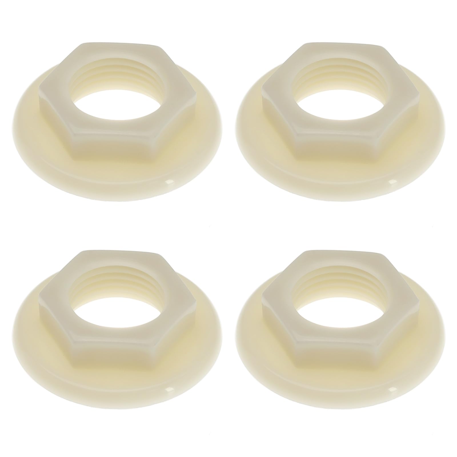 EMSea 4Pcs Sink Tap Back Nut 1/2" BSP Plastic Back Nuts Accessories for Bathroom Basin Taps Mixers Round Faced Flanged Back Nuts Home tools White