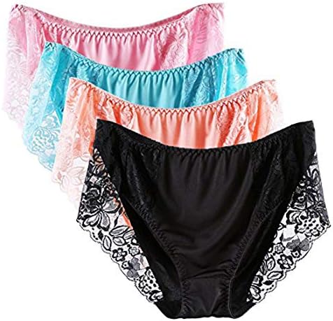 Mryumi Sexy Lace Panties, High Waist Women Briefs Underwear 4 Pack