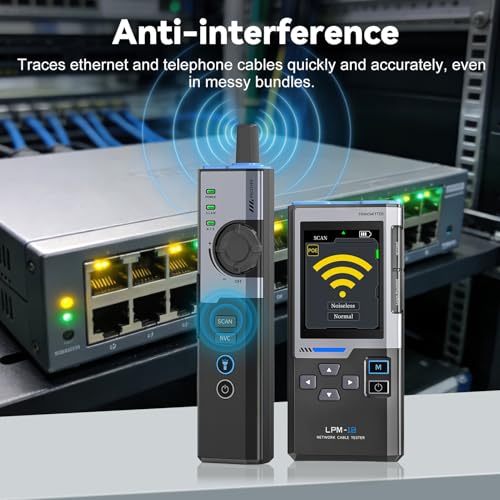 Professional RJ45 Network Cable Tester, Rechargeable Electric Ethernet Cable Locator, POE Test, NCV Test, Wire Crimping, Cable Length, Network Speed, 2.4" TFT Screen