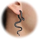MAQVQLU Vintage Goth Snake Earrings - Gold & Silver Snake Statement Jewelry for Women's Halloween