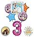 Mayflower Secret Life of Pets Party Supplies 3rd Birthday Balloon Bouquet Decorations - Pink Number 3