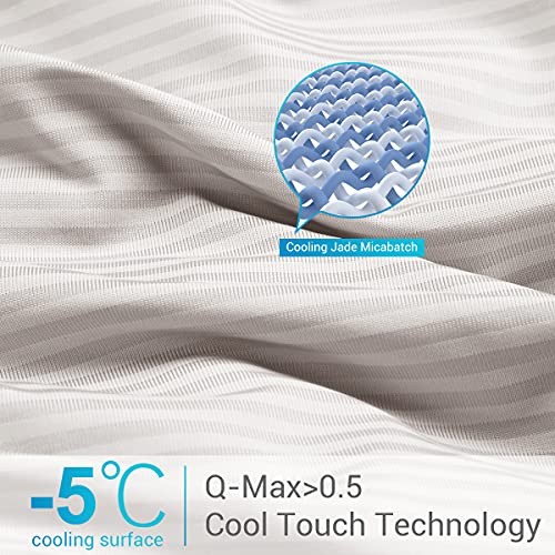 Summer Cooling Comforter for Hot Sleepers, Full/Queen Size Avolare Lightweight Cooling Blanket, Ultra Soft Down Alternative Comforter, Japanese Arc-chill Q-max>0.5 Fiber, Machine Washable(Stripe Gray)