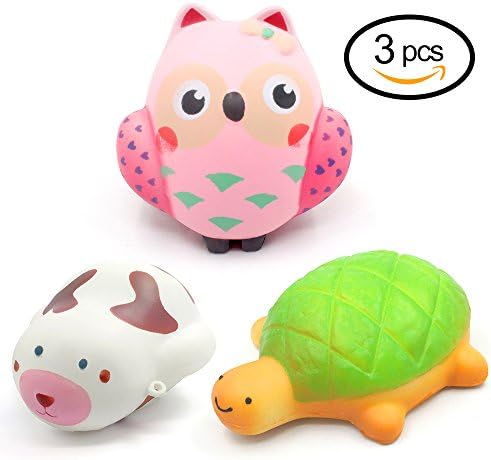Slow Rising Squishies, ZLF Jumbo Squishies Slow Rising Animals Owl Seal Turtle Toys Stress Relief For Kids & Adults 3 Packs