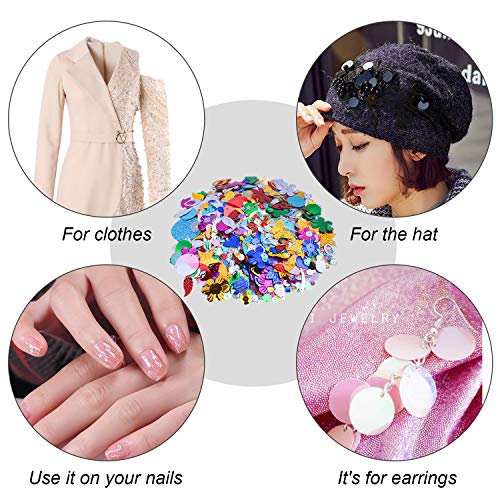 Jdesun 100 Gram Mixed Sequins and Spangles for DIY Crafts Supplies, Assorted Color and Shapes - Thumbnail 3