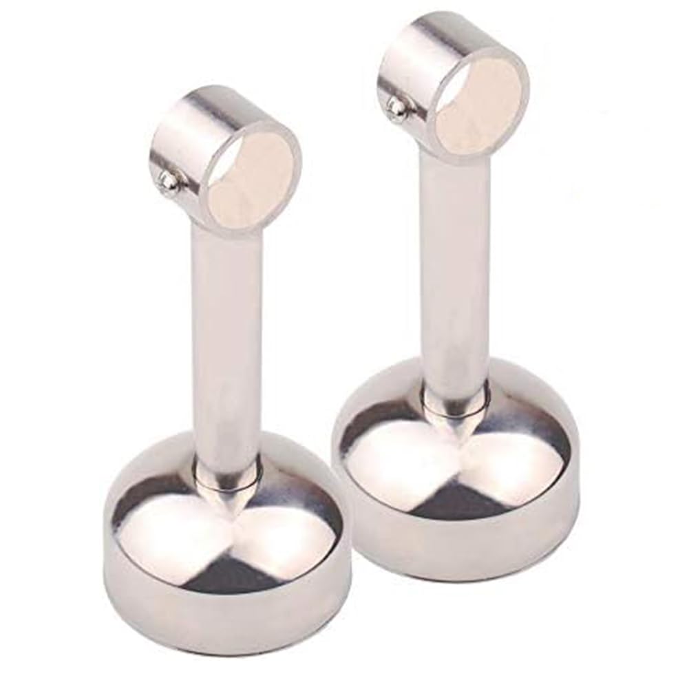 Wardrobe Rail Rod Support Bracket, Tiberham 2PCS Stainless Steel Ceiling Mount Bracket, Wardrobe Pipe Closet Lever Rail Holder, Wall Mounted Shower Curtain Hanging Rod Tube Pole Flange Socket