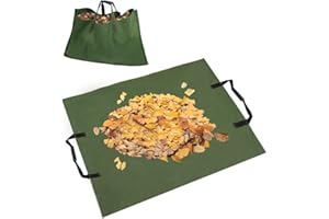 GROWORLD Leaf Bag for Collecting Leaves Reusable Garden Yard Waterproof 2 IN 1 Waste Bags Leaf Tarp Trash Canvas Heavy Duty Storage Lawn Container Collapsible with Handles for Collecting Leaves
