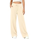 LOMON Women Wide Leg Sweatpants Fall Winter Baggy Sweat Pants | Cotton Blend Fashion Athletic Pants with Pockets, High Waisted Drawstring Teen Girl Jogger Pant