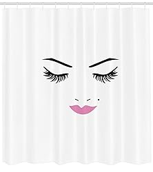 Ambesonne Eyelash Shower Curtain, Closed Eyes Pink