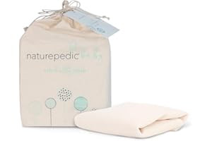 LULLABY EARTH Naturepedic Organic Crib Mattress Cover - Waterproof, Skin-Friendly, Breathable & Absorbent Protector - Removable Pad for Baby and Toddler Bed - Standard Size