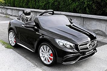 Lizenz Kinderauto Mercedes - Benz S63 AMG 2 x 35W 12V MP3 RC Elektroauto Kinderfahrzeug Ferngesteuert Elektro (Schwarz)