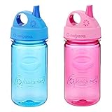 Nalgene Grip-N-Gulp Kids / Childrens Tritan 12oz Water Bottles - Blue and Pink Bundle Pack of Two Bottles. Each bottle is 7.5 Inches Tall by 3 Inches in Diameter (Blue and Pink)