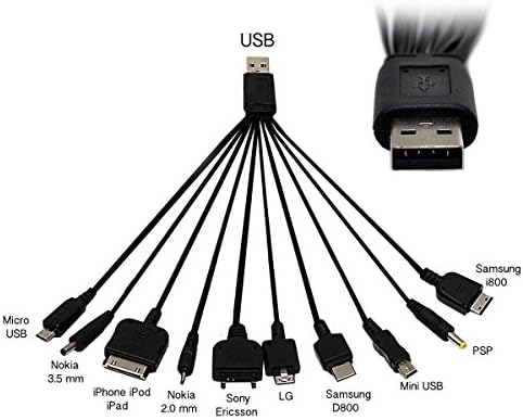 Oraima High Speed 10in1 USB Universal Multi Pin All in One Smart Phone Mobile Charger (Black)