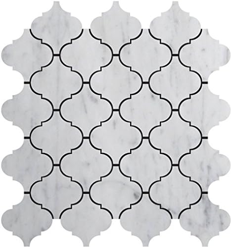 Bianco White Carrara Premium Italian Polished Marble Mosaic Tiles 1 Square Feet (Luxury Mosaic)