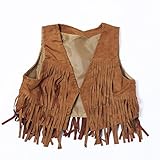 21KIDS Child Girl Tassel Fringed Outerwear Faux Suede Fur Jacket Waistcoat Vest Gilet