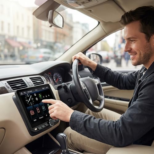 Alondy 1 DIN Car Radio with Rotating Touch Screen (10.1 Inches) Compatible with [Wireless] Apple CarPlay/Android Auto Bluetooth Rear View Camera AM/FM RDS Radio USB-C