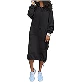 Geleglaer Womens Hooded Sweatshirt Dress Casual Long Sleeve Drawstring Side Slit Pullover Maxi Dress with Pockete 2025 Trendy