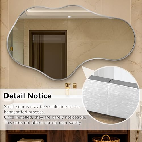 Fahomiss Irregular Wall Mirror - Decorative Asymmetrical Mirror with Aviation Aluminum Alloy Frame for Bathroom, Bedroom, Living Room, Cloakroom, Entryway