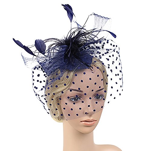 AfterSo Apparel Fascinators Hat Flower Mesh Ribbons Feathers for Women Tea Party Bridal Headband