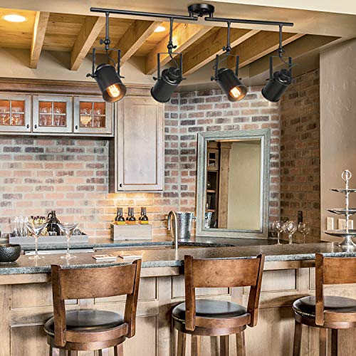 LALUZ 4-Light Adjustable Track Lighting Kit Semi Flush Mount Close to Ceiling Light