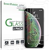 iPhone XS/X Screen Protector Glass (3-Pack), amFilm iPhone XS/X Tempered Glass Screen Protector with Easy Installation Tray for Apple iPhone XS, iPhone 10S (3-Pack)