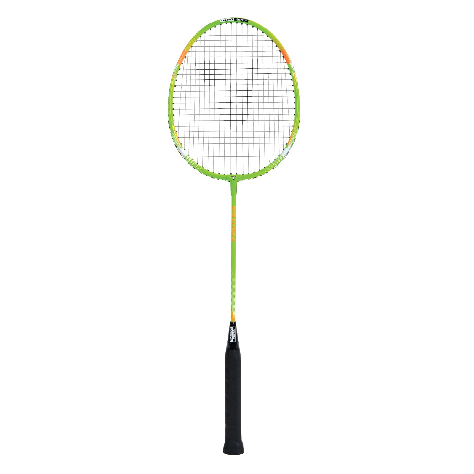 Talbot Torro Badminton Racket Fighter, for Beginners, Robust and Hardened Steel Shaft, Lightweight Aluminum Head, Green/Orange, 429807,standard size