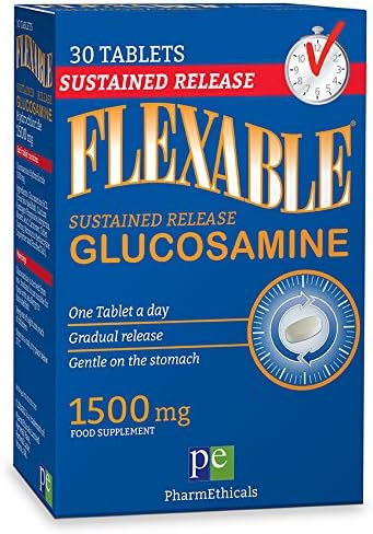 Glucosamine Tablets by Flexable 1500 mg 30 Tablets (1 Month Supply) High Strength Sustained Release Supplement Supports Healthy Joints