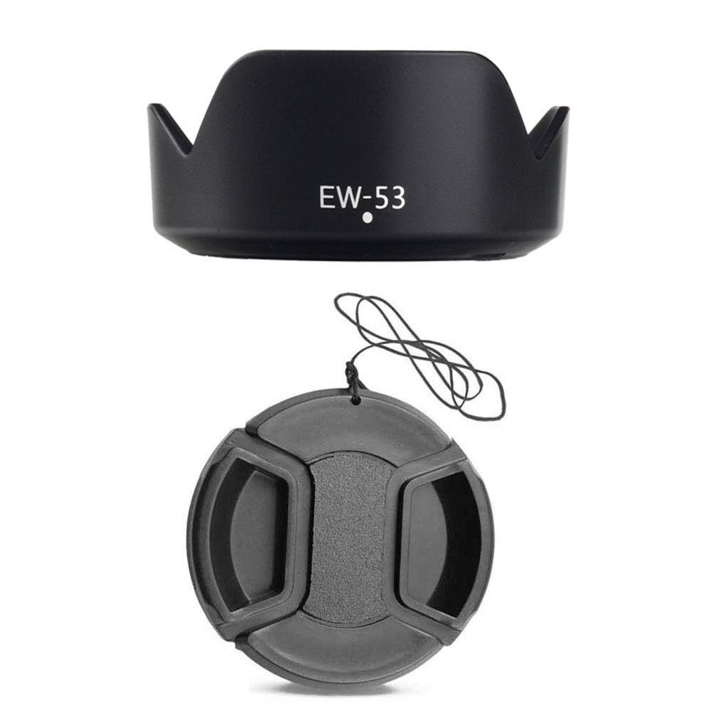 EW53 Hood & 49mm Cap for Canon EOS M200 M50ii w/ EF-M 15-45mm f/3.5-6.3 is STM, for Canon R50 R8 w/ RF-S 18-45mm f/4.5-6.3 is STM