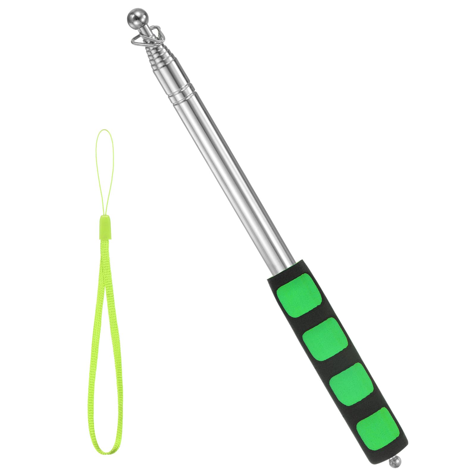 M METERXITY Flag Pole - 6.56 Feet Telescopic Handheld Flagpoles, Tour Guide Portable Flag Pole, Stainless Steel & Handheld, Anti-Slip Grip Apply to Pointer for Teacher/Outdoor/Festival (Green)