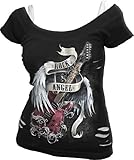 Spiral - Womens - Rock Angel - 2in1 White Ripped Top Black