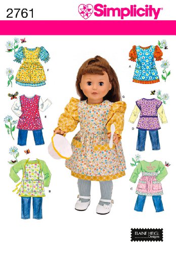 Simplicity Sewing Pattern 2761 Doll Clothes, One Size