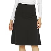 BGDK Women’s A-Line Circle Skater Knee Length Skirt- Elastic Waist Business Office Skirt