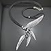 Silver Plated Q&Q Fashion Vintage Indian Big Leaf Feather Charms Lariat Leather Costume Aztec Bib Necklace