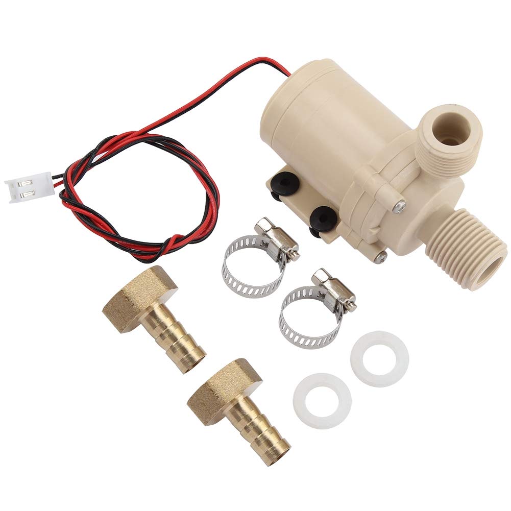 Jadeshay Solar Water Pump,12V Water Pump Hot and Cooling Submersibles 8L/Min Flow Rate 3 Metres Discharge Head with 2 Brass Coupler and 2 Clamp for Underfloor Heating and Water Circulation System