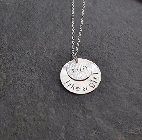 Stamped "Run Like a Girl" Necklace - Hammered