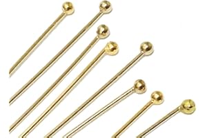 BEADWHOLESALER 14K Gold Filled Headpin with 1mm Ball End, 2 Inch, 26 Gauge, Choose Package Size (25)